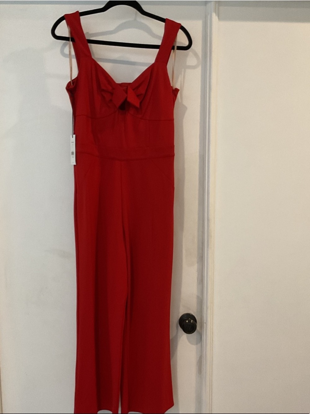 ALI & JAY Red Sleeveless Jumpsuit with Bow Front